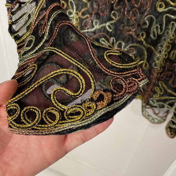 80s sheer patterned blouse - Picture 8 of 9